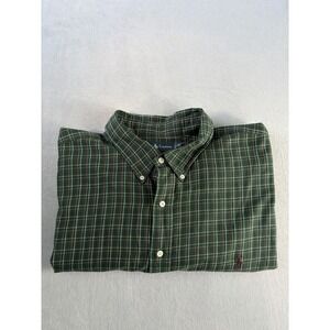 Ralph Lauren Men Plaid Button Up Shirt  Size 3XB Green Classic See Pics For Flaw